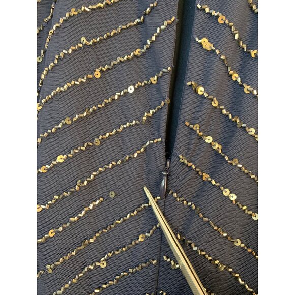 Adrianna Papell 18 Bead Halter Blousen Gown Navy Dress Art Deco Formal NwD - Picture 12 of 14